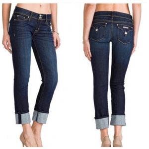 Hudson 26 Ginny Crop Straight Leg Cuff Flap Pocket Low Rise Distressed Jeans